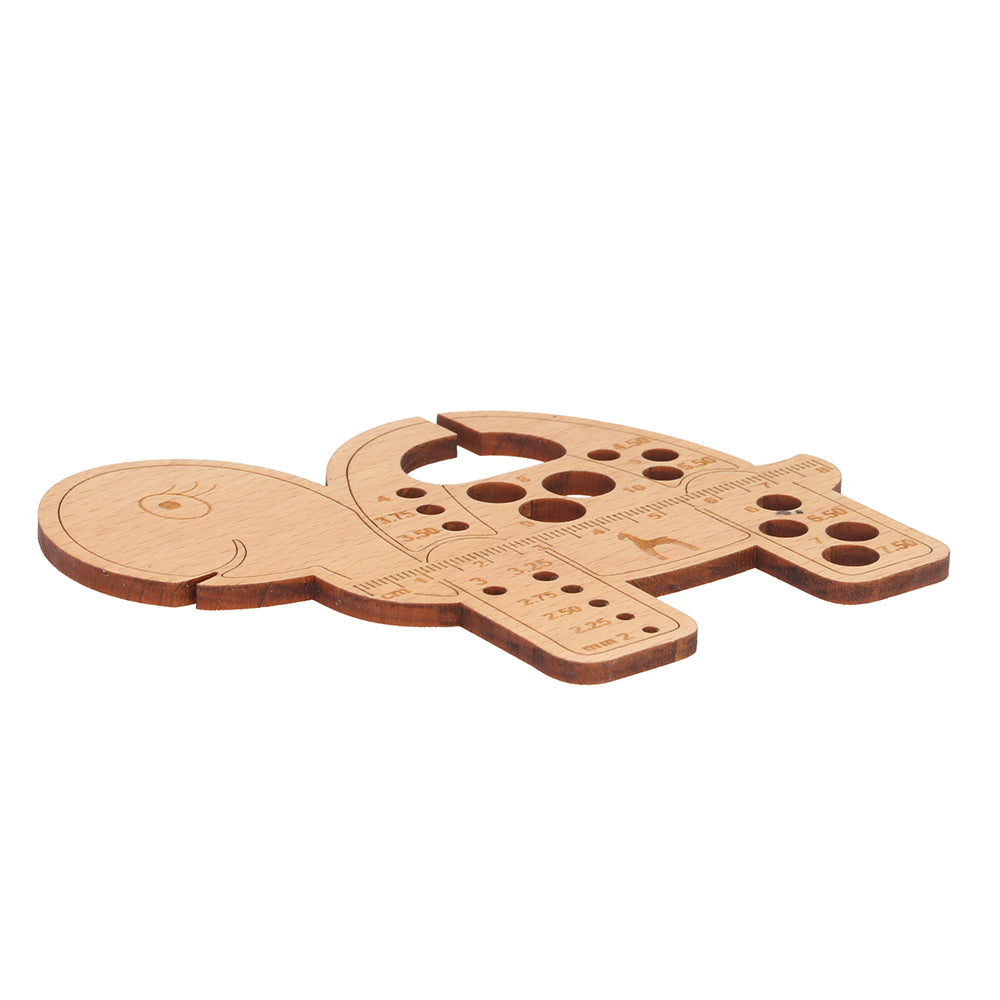 Pony Yarn bobbin and needle gauge wood