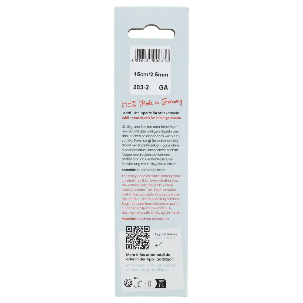 Addi CrasySnake Double Pointed Knitting Needles 15cm