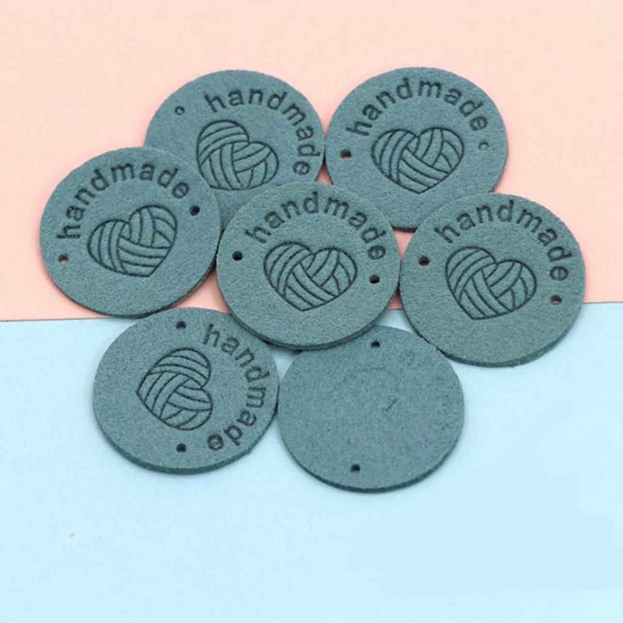 Labels Soft Leather round blue green