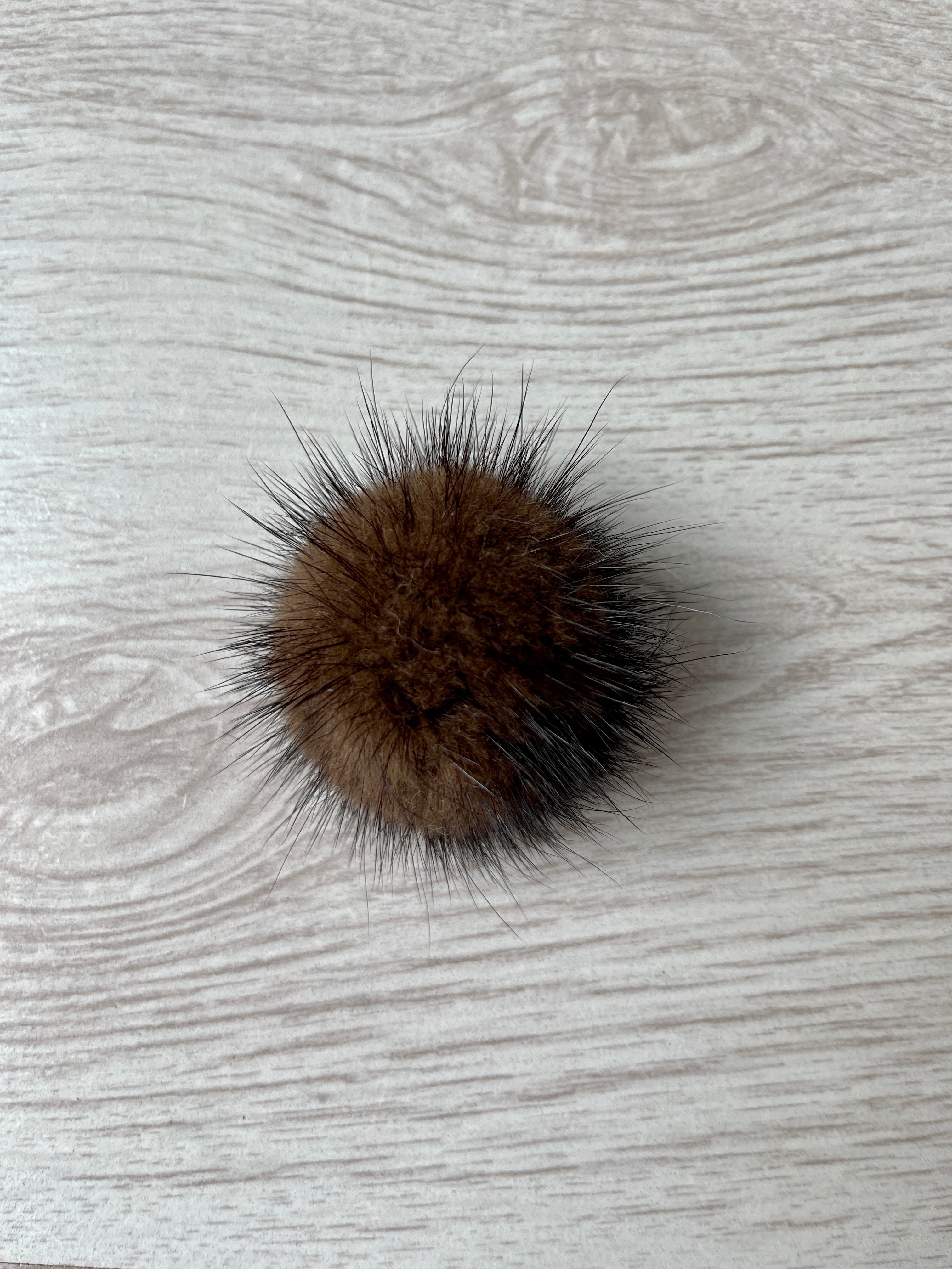 Mink Fur Pompom 100% Natural (brown)