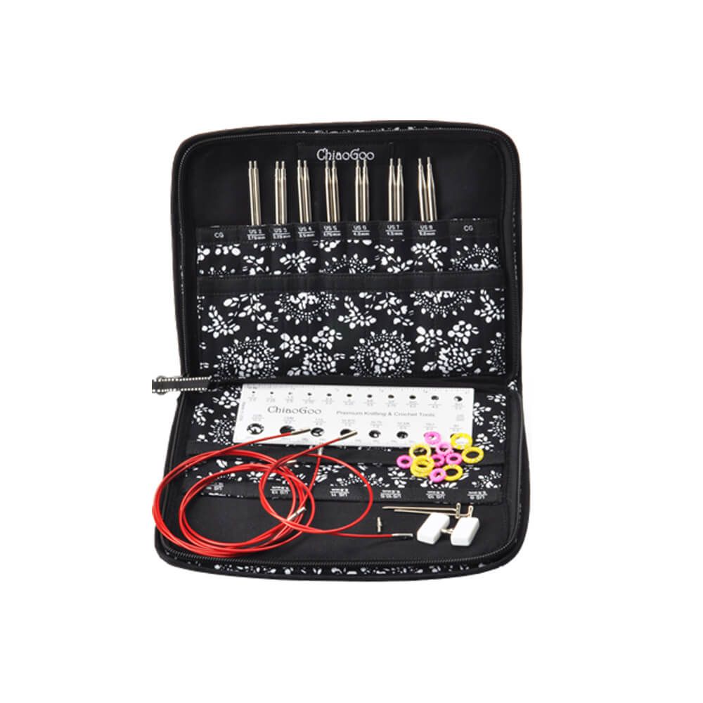 ChiaoGoo Twist Small Interchangeable Circular Needle Set With Case (2 lengths - 13 and 10 cm needle tips)