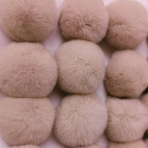Natural Genuine Rabbit Fur Pom Pom Ball 3.5'' - 4'' Inches