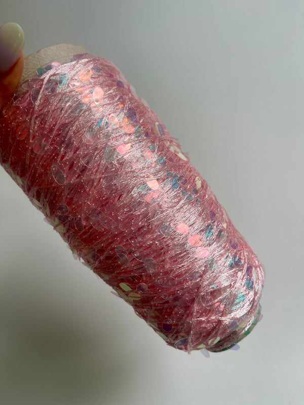 Macro sequins on a cone, 200 gr (multicolour on pink)