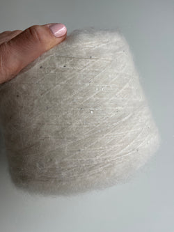 Mohair mix with sequins white