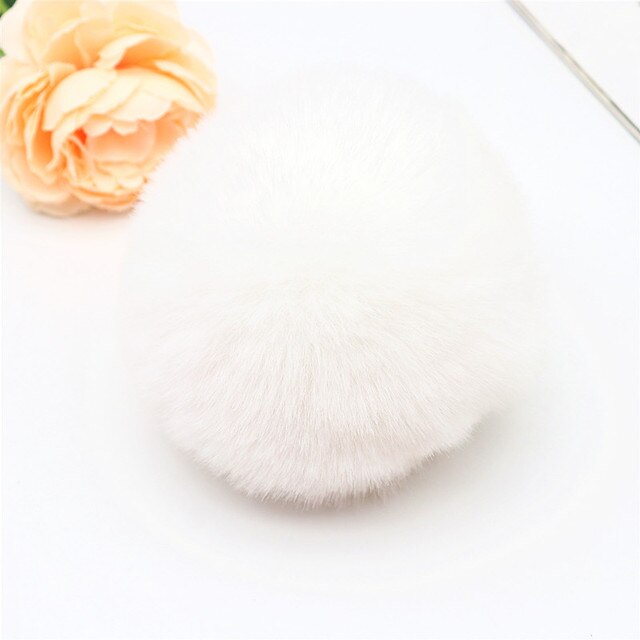 Rabbit Fur Pompom 100% Natural (white)
