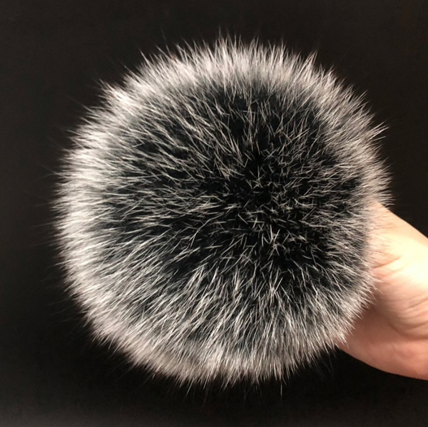 Luxury Fur Pom Pom 100% Natural Fox (black)