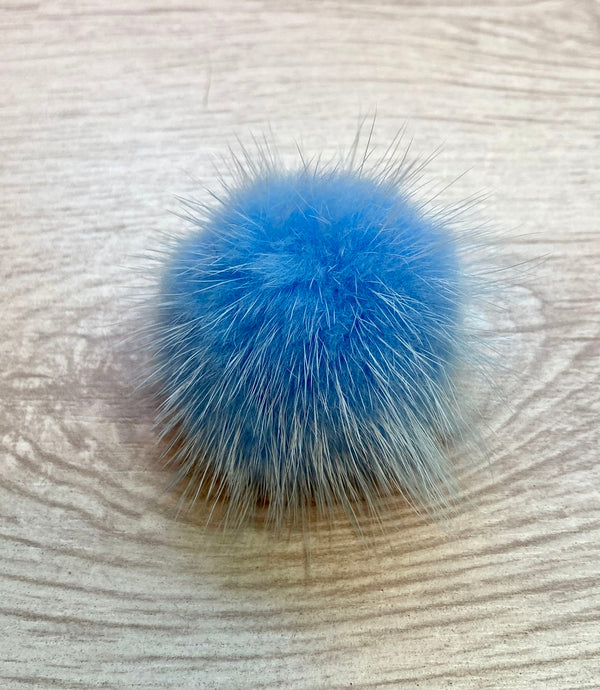 Mink Fur Pompom 100% Natural (blue)