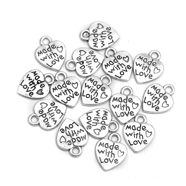 Metallic labels Made with love Silver