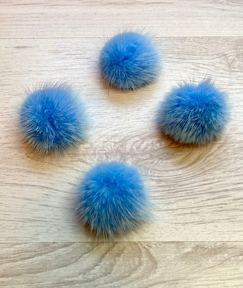 Mink Fur Pompom 100% Natural (blue)