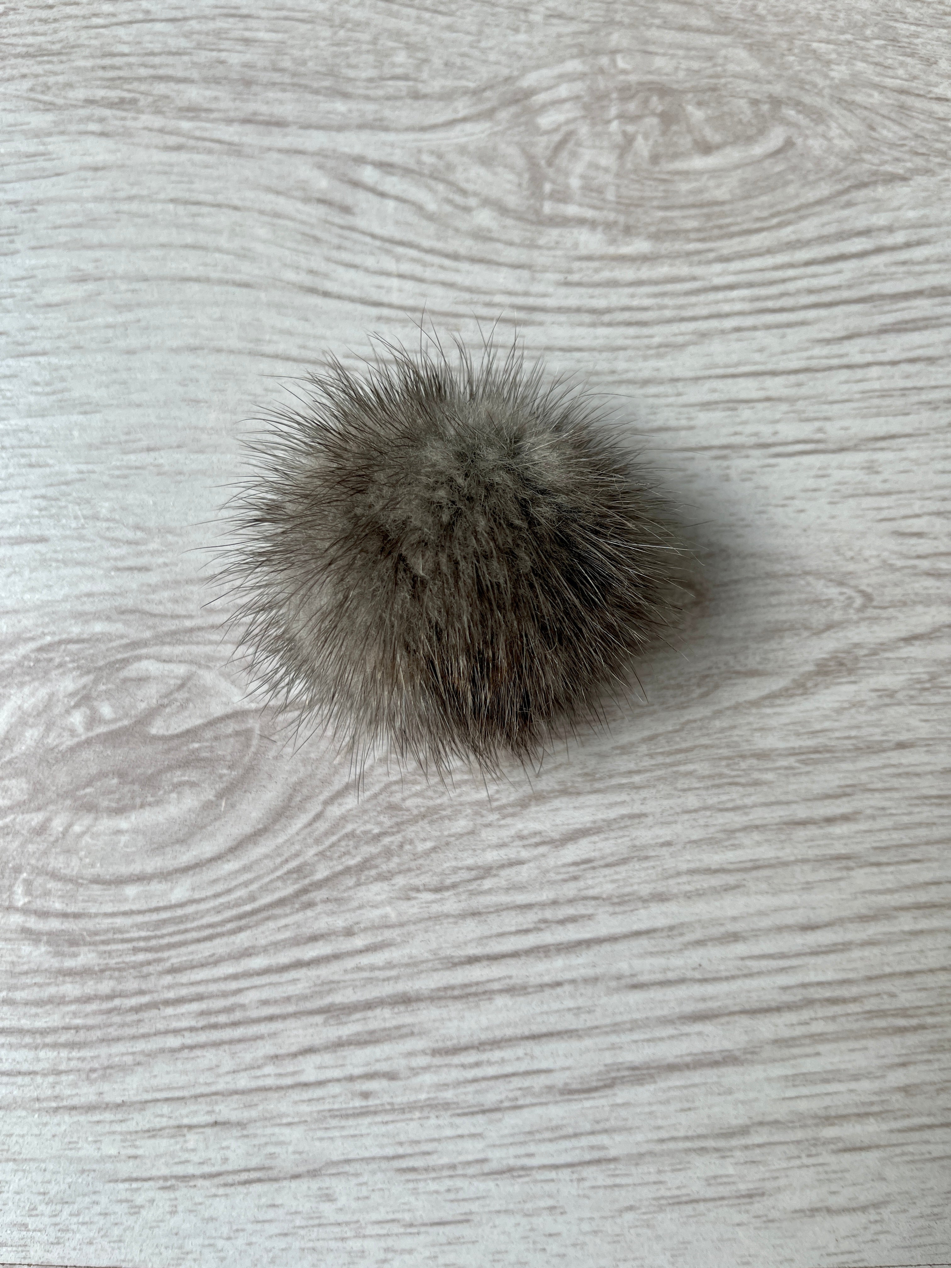 Mink Fur Pompom 100% Natural (grey)