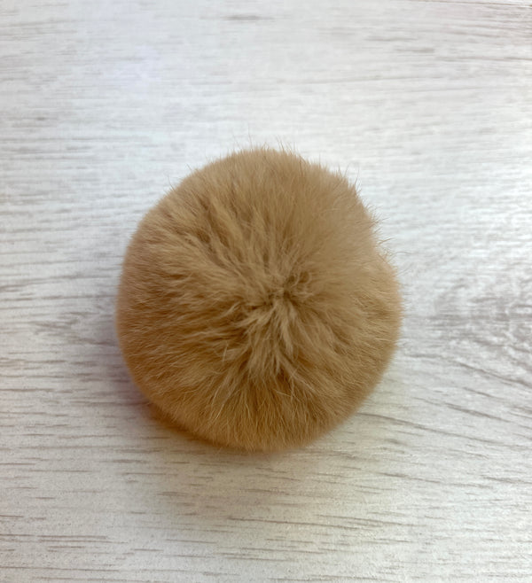 Rabbit Fur Pompom 100% Natural (light brown)