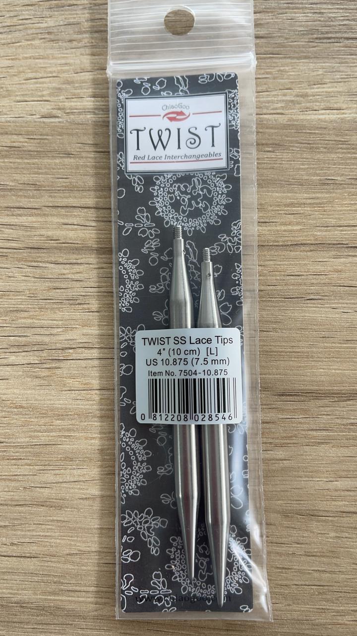 ChiaoGoo Twist SS Lace Tips 4 inch (10 cm) length various sizes