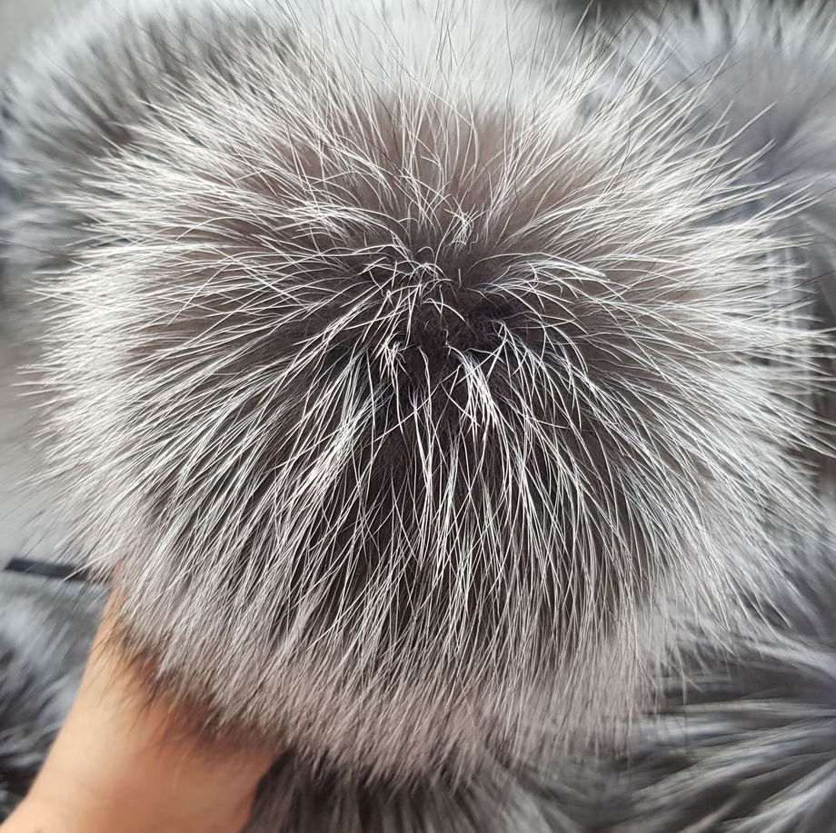 Luxury Fur Pom Pom 100% Natural Fox (grey)