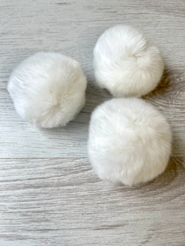 Rabbit Fur Pompom 100% Natural (white)