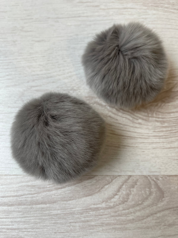 Rabbit Fur Pompom 100% Natural (grey)