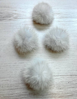 Mink Fur Pompom 100% Natural (light grey)