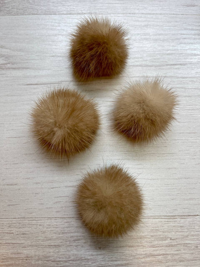 Mink Fur Pompom 100% Natural (light brown)